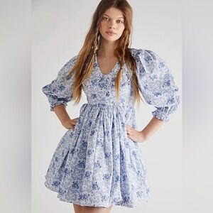 BNWT - Selkie Milk Flower Cottage Mary Jane Dress in a blue and white toile